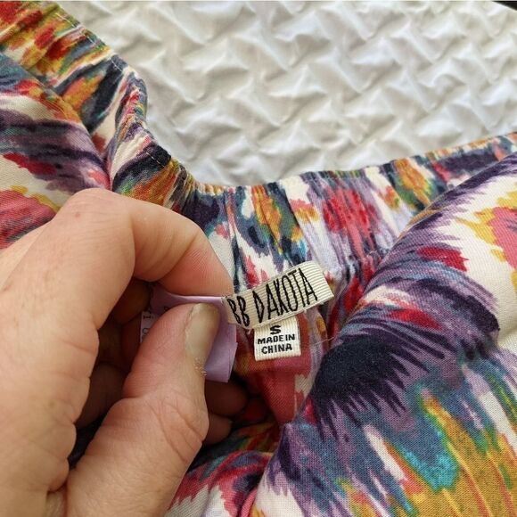 BB Dakota size small strapless, padded high low dress multi color pattern - Picture 8 of 11